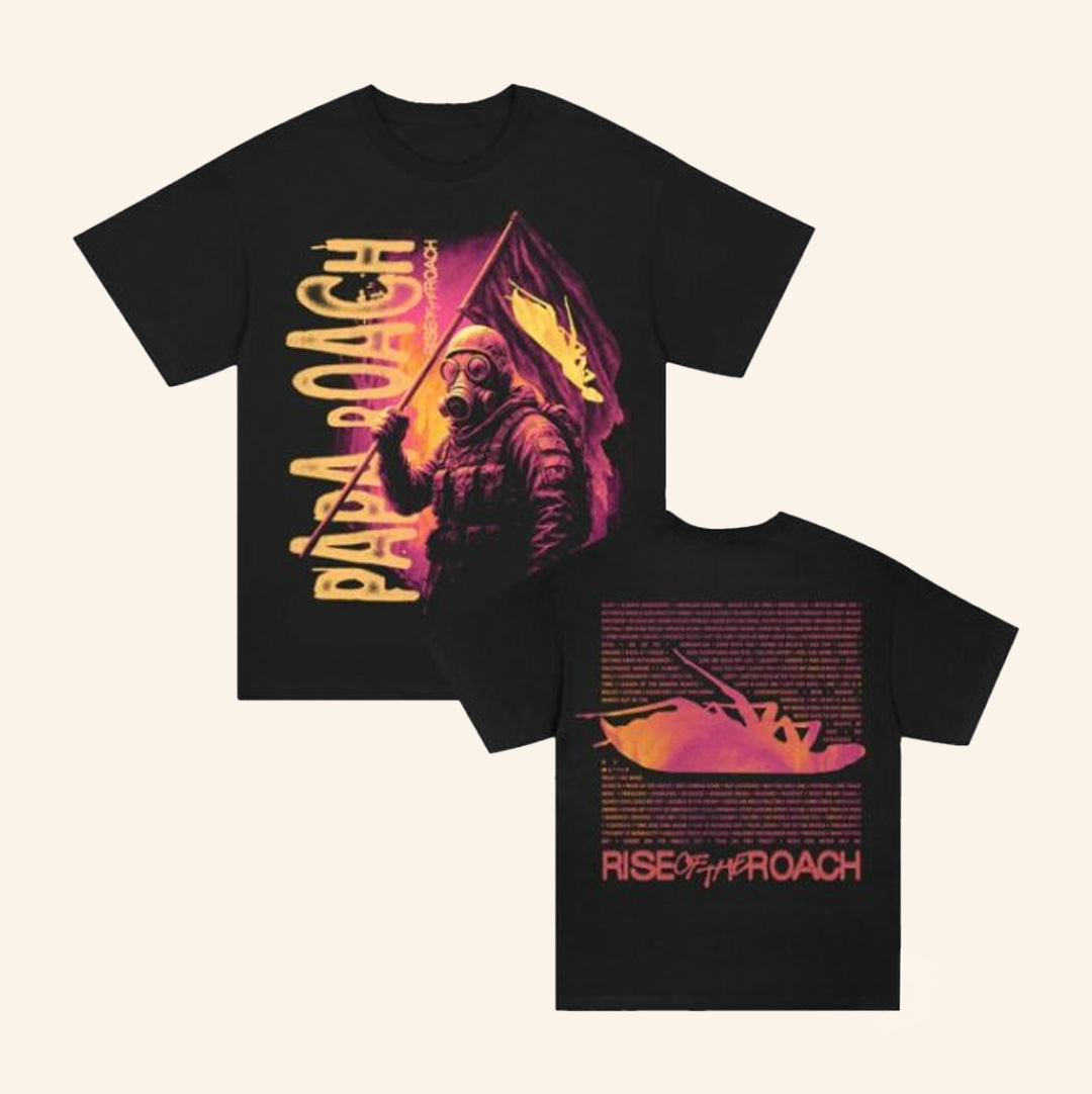 Papa Roach Merch Rise Of The Roach Soldier Shirt Black-1 Papa Roach Merch Rise Of The Roach Soldier Shirt Black-1