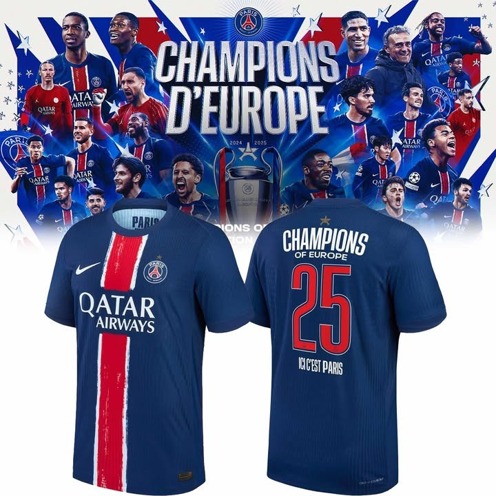 Paris Saint-Germain 2025 UEFA Champions League Shirt Champions Of Europe PSG Merch Gifts-1