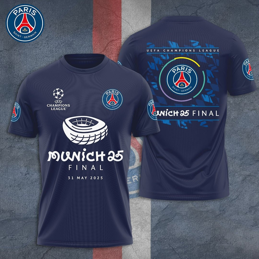 Paris Saint-Germain UEFA Champions League 2024 2025 Winners T-Shirt Men's PSG Fan Gifts-1