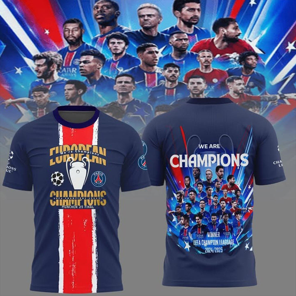 Paris Saint-Germain UEFA Champions League 2025 Winners Shirt PSG Football Club Cool Gifts-1 Paris Saint-Germain UEFA Champions League 2025 Winners Shirt PSG Football Club Cool Gifts-1