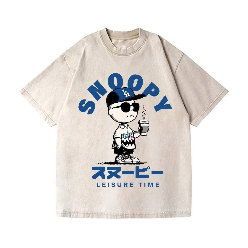 Peanuts Charlie Brown Snoopy LA Dodgers Leisure Time T-Shirt Gifts For Dodgers Fans-1 Peanuts Charlie Brown Snoopy LA Dodgers Leisure Time T-Shirt Gifts For Dodgers Fans-1