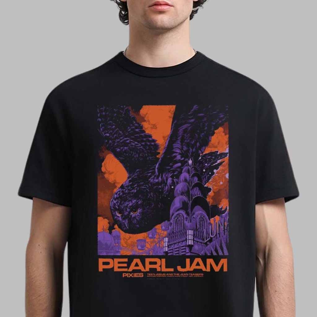 Pearl Jam Merch Event Poster For Sydney Australia Night 2 At Engie Stadium On November 23 2024 The Owl Art By Ken Taylor T-Shirt Fan Clothing-1