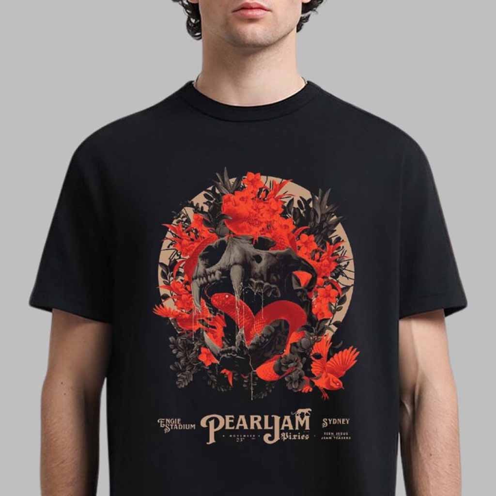 Pearl Jam Merch Event Poster For Sydney Australia Night 2 At Engie Stadium On November 23 2024 The Skull And Snake Art By Tomasz Majewski T-Shirt Fans Gifts-1