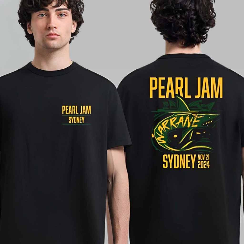 Pearl Jam Merch Warrane Shark Sydney Nov 21 2024 T-Shirt Gift For Fans-1