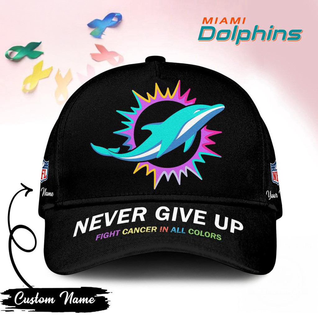 Personalized Miami Dolphins Never Give Up Fight Cancer In All Colors Hat Miami Dolphins Merch-1 Personalized Miami Dolphins Never Give Up Fight Cancer In All Colors Hat Miami Dolphins Merch-1