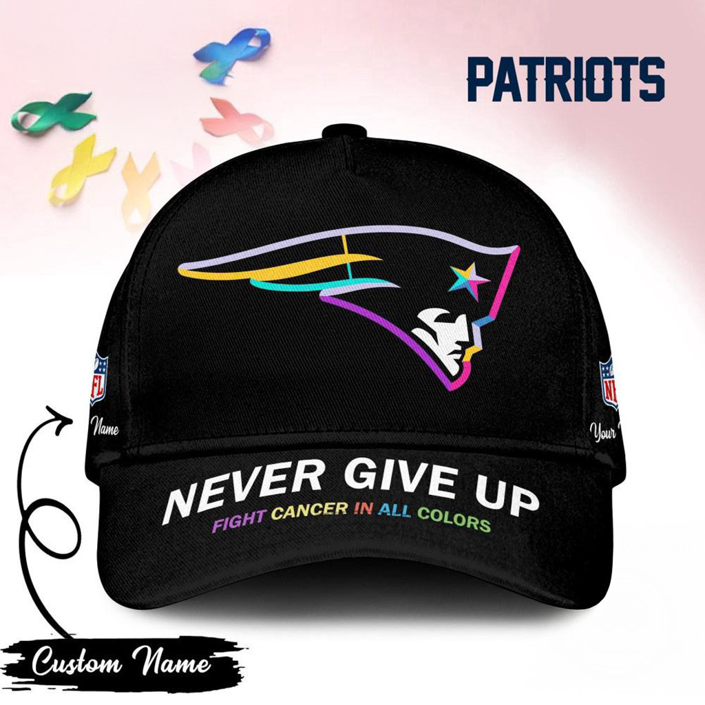 Personalized New England Patriots Never Give Up Fight Cancer In All Colors Hat Patriots Merch-1