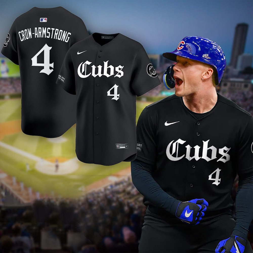 Pete Crow-Armstrong Chicago Cubs Gothic Jersey MLB Cubs Merch Baseball Fan Gifts-1