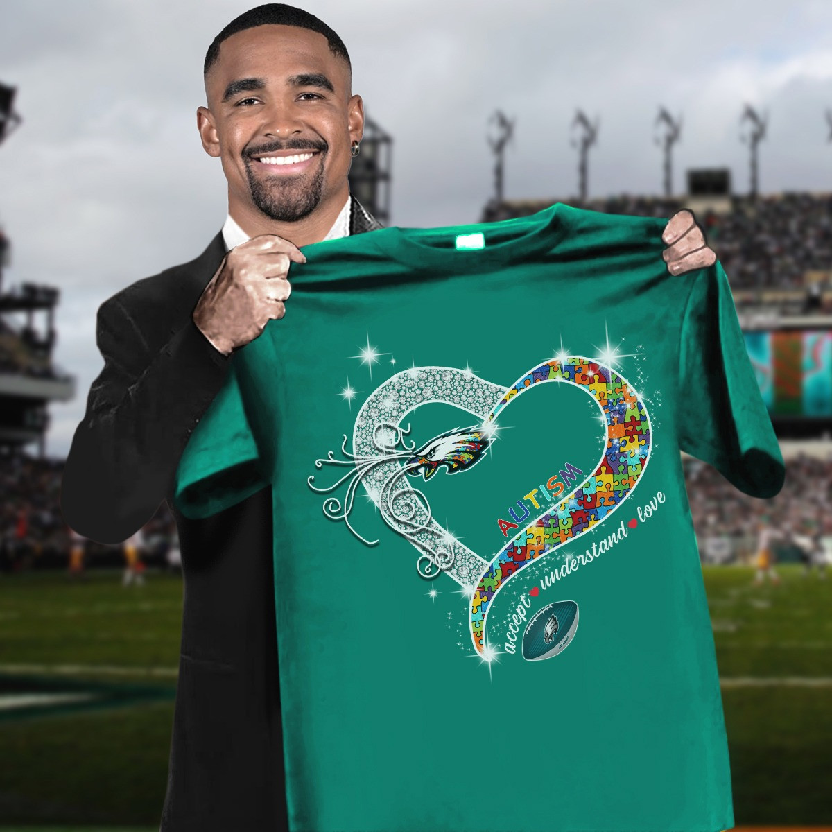 Philadelphia Eagles Autism Awareness Heart T-Shirt Accept Understand Love Autism Gifts-1 Philadelphia Eagles Autism Awareness Heart T-Shirt Accept Understand Love Autism Gifts-1