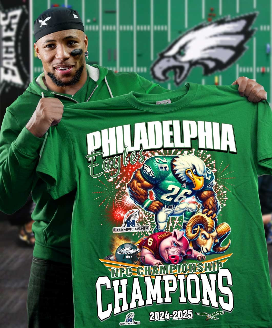 Philadelphia Eagles Championship Shirt 2024 2025 NFC Championship Eagles Fan Gifts-1