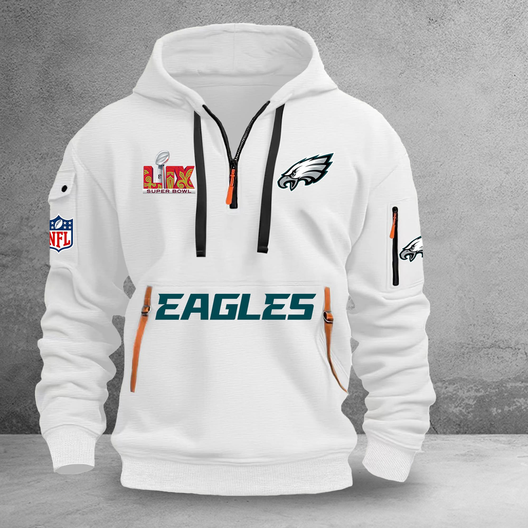 Philadelphia Eagles Half Zipper Hoodie NFL Super Bowl LIX Eagles Fan Merch Clothing Gifts Philadelphia Eagles Half Zipper Hoodie NFL Super Bowl LIX Eagles Fan Merch Clothing Gifts