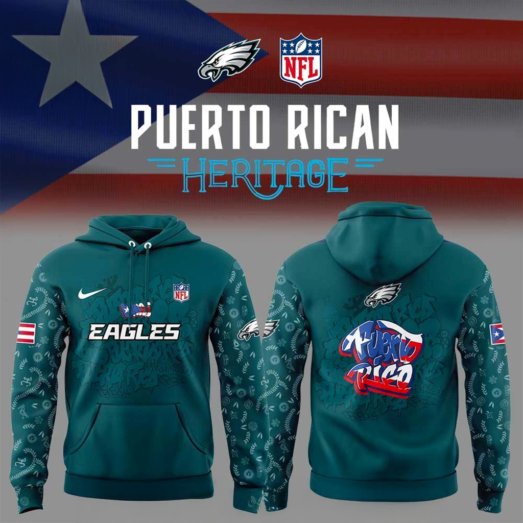 Philadelphia Eagles Puerto Rican Heritage Hoodie Philadelphia Eagles Merch Gift For Dad-1