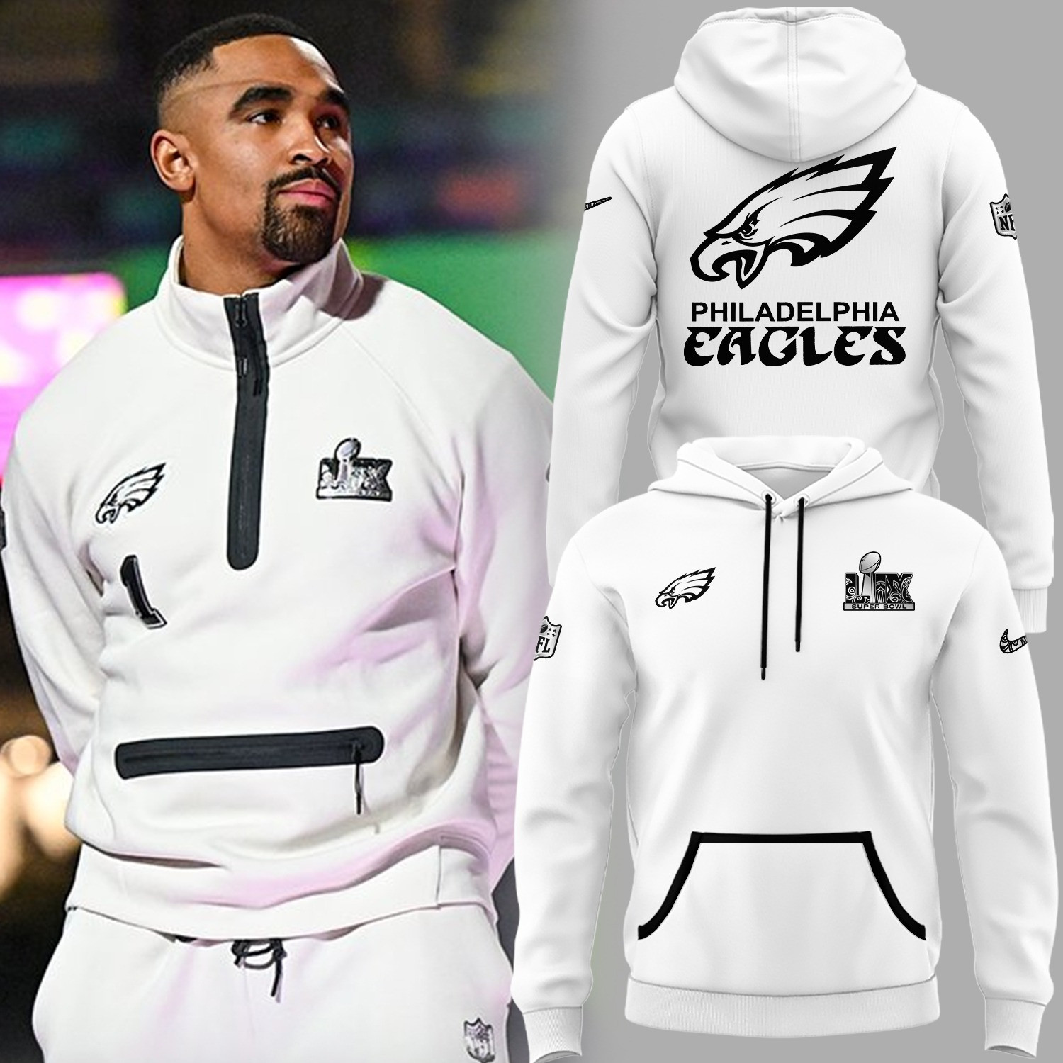 Philadelphia Eagles Super Bowl Champions Hoodie Jalen Hurts NFL Football Fans Merch Gift-1 Philadelphia Eagles Super Bowl Champions Hoodie Jalen Hurts NFL Football Fans Merch Gift-1
