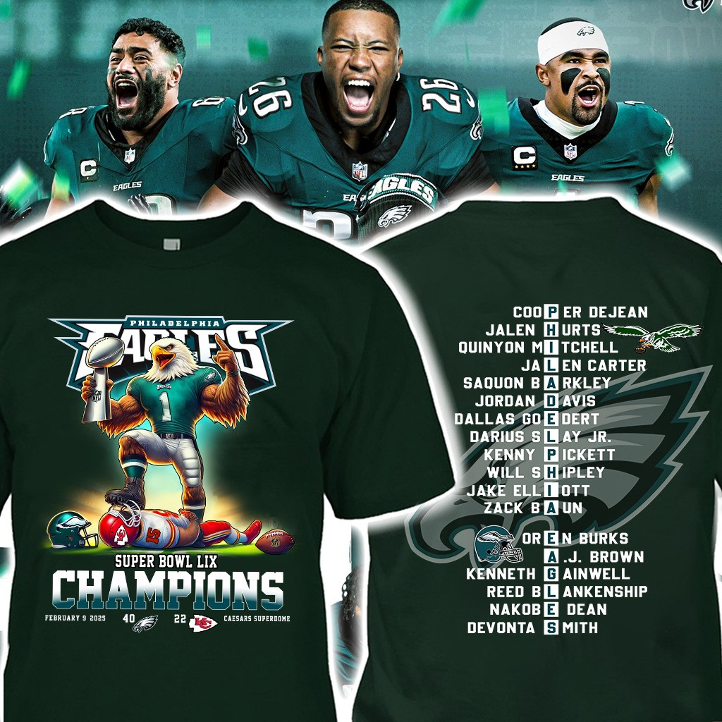Philadelphia Eagles Super Bowl Champions T-Shirt 2025 Eagles Championships Merch Clothing-1 Philadelphia Eagles Super Bowl Champions T-Shirt 2025 Eagles Championships Merch Clothing-1
