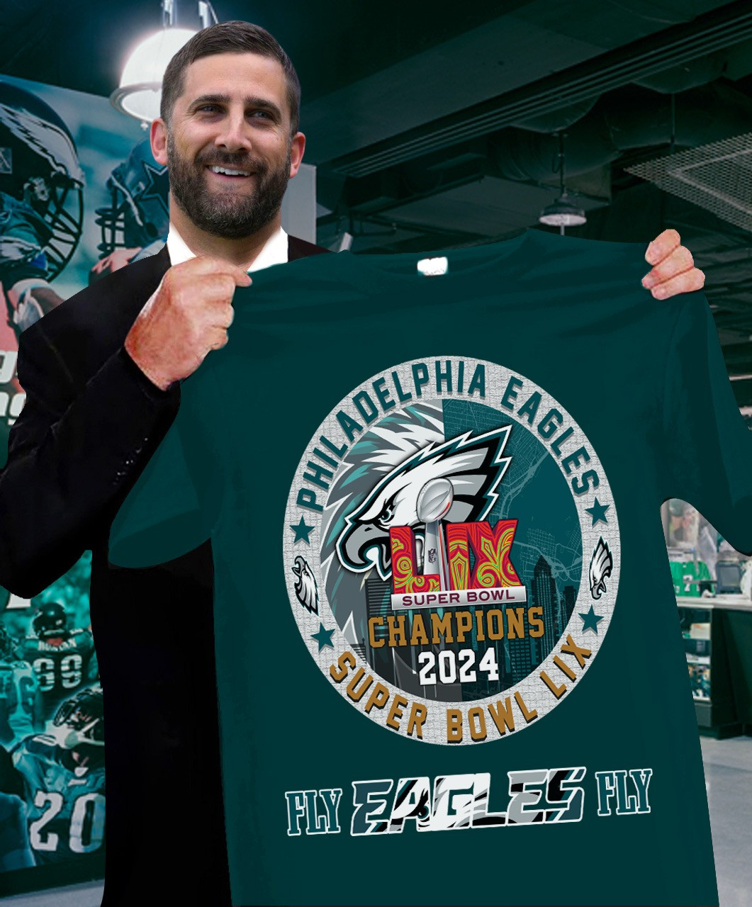 Philadelphia Eagles Super Bowl LIX Champions Shirt Fly Eagles Fly Go Birds Gifts For Fans-1