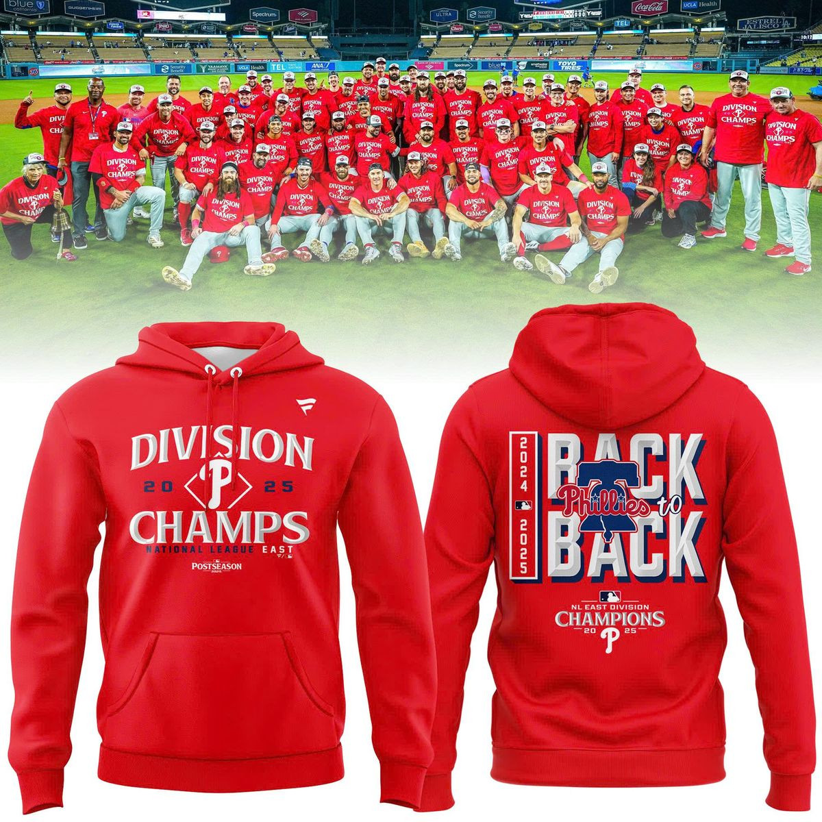 Philadelphia Phillies Hoodie Back 2 Back Division Champions 2024 2025 Gifts For Baseball Fans-1