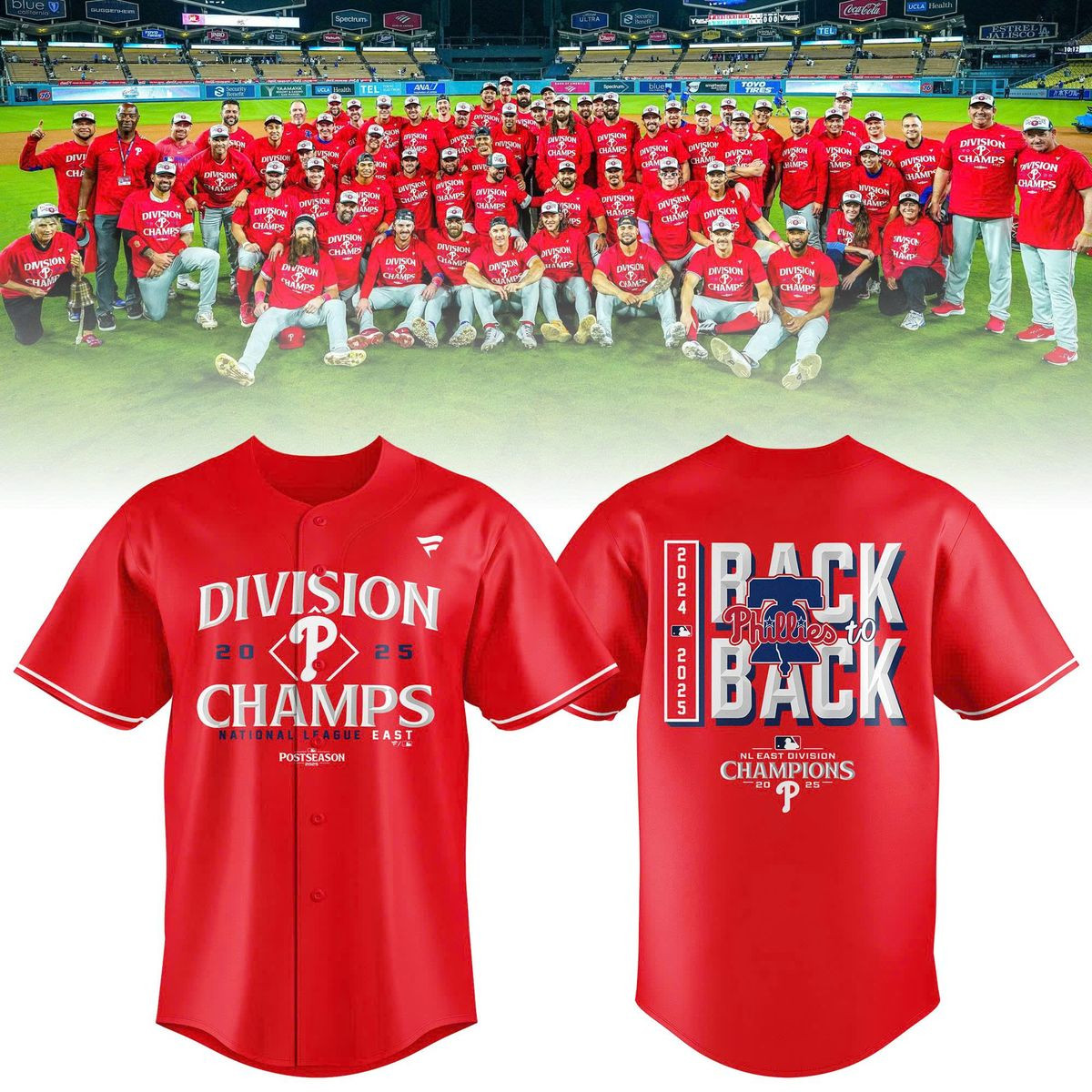 Philadelphia Phillies Jersey Back 2 Back Division Champions 2024 2025 Gifts For Baseball Fans-1 Philadelphia Phillies Jersey Back 2 Back Division Champions 2024 2025 Gifts For Baseball Fans-1
