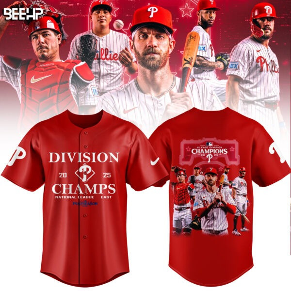 Philadelphia Phillies Red Jersey B&B NL East Division Champions 2025 Phillies Baseball Gifts-1