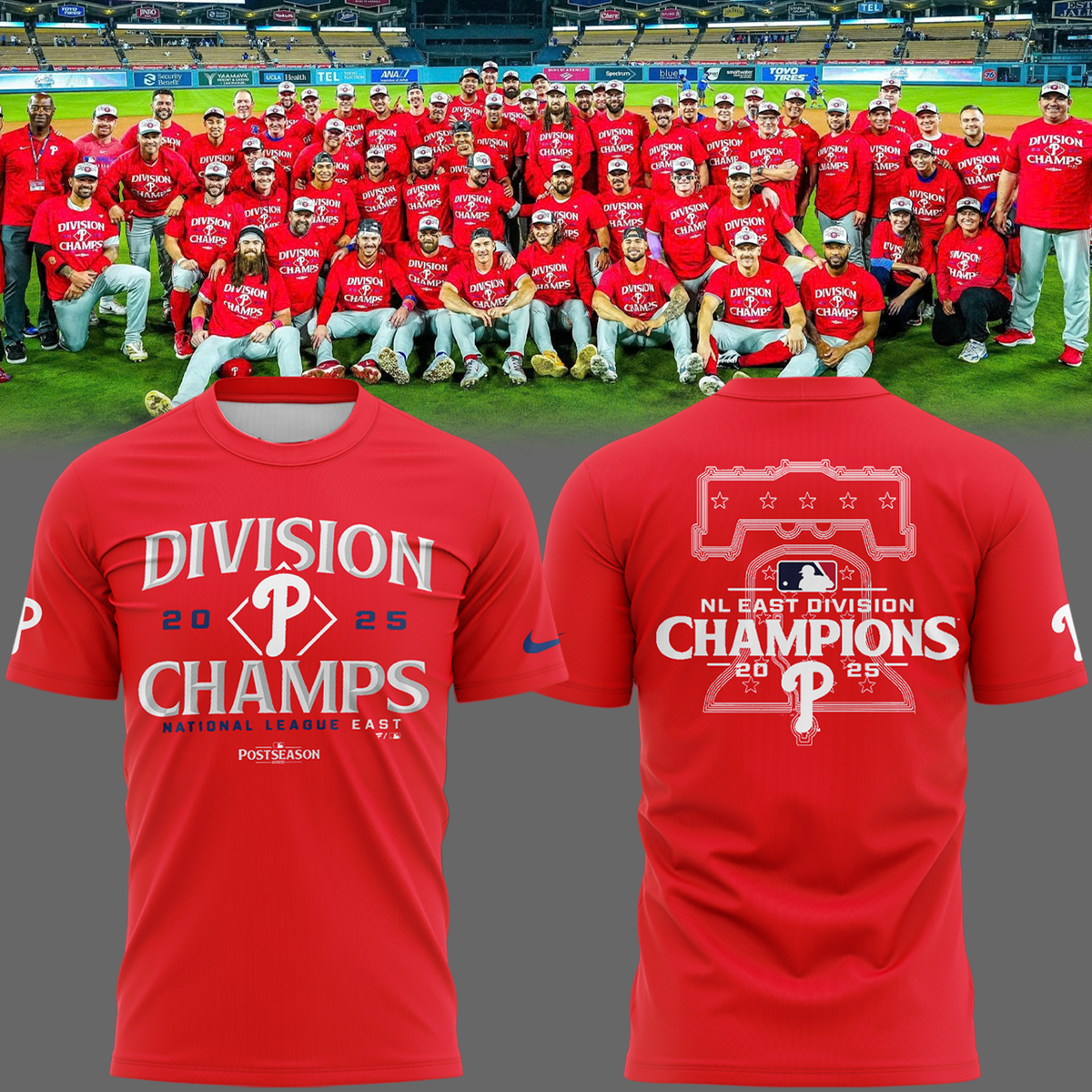 Philadelphia Phillies Red T-shirt Division Champions National League 2025 Best Idea Gifts-1