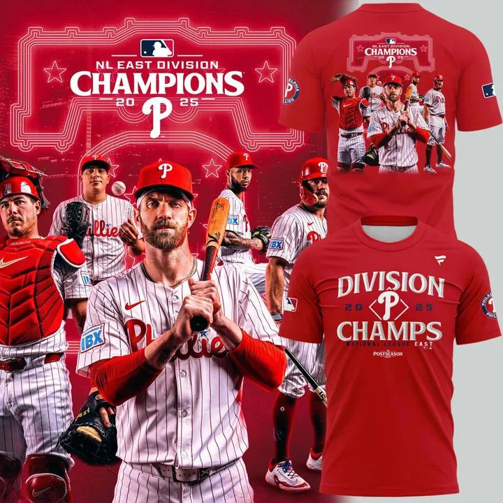 Philadelphia Phillies Red T-shirt Division Champions National League East 2025 Best Idea Gifts-1 Philadelphia Phillies Red T-shirt Division Champions National League East 2025 Best Idea Gifts-1