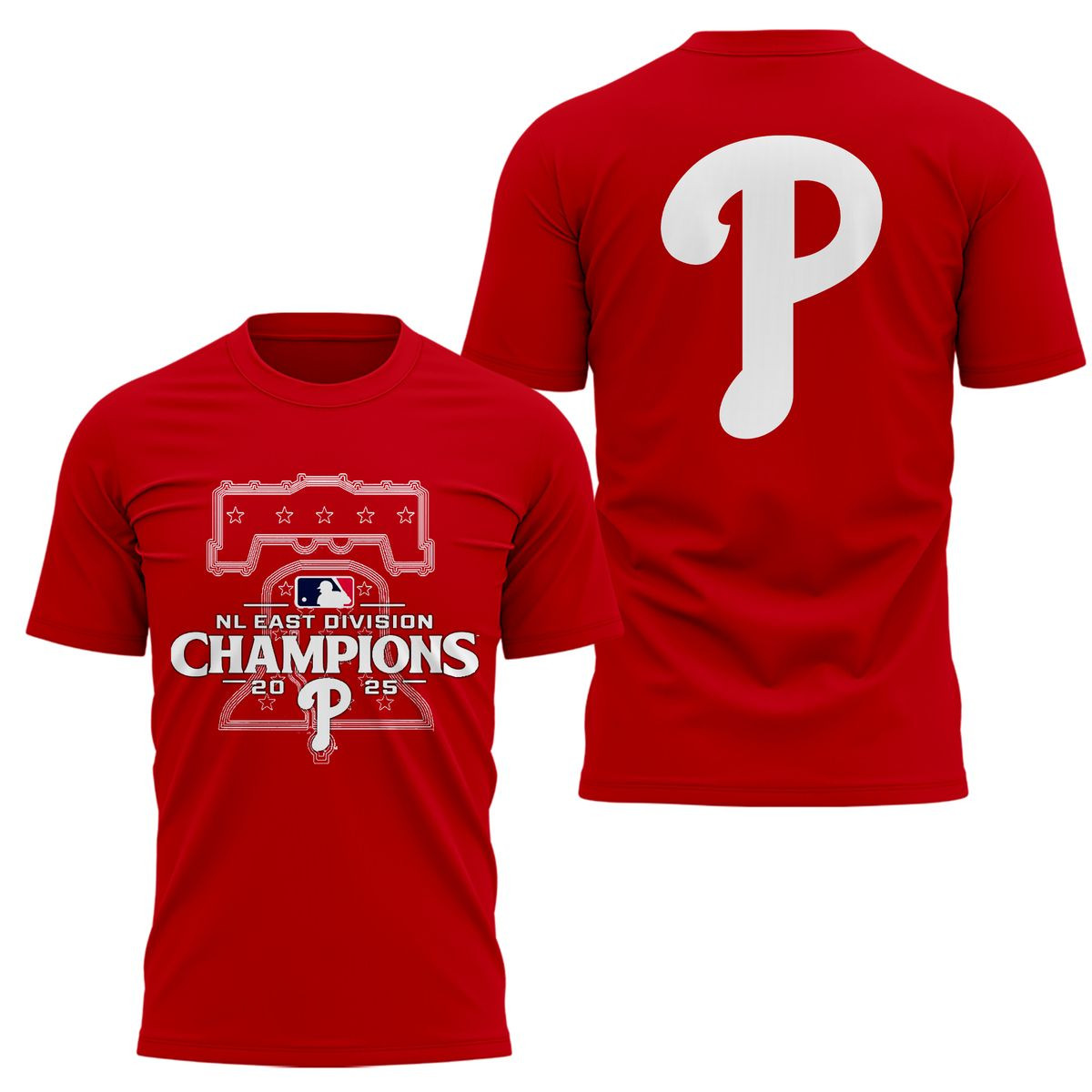 Philadelphia Phillies Red T-shirt NL East Division Champions 2025 Gifts For Baseball Lovers-1 Philadelphia Phillies Red T-shirt NL East Division Champions 2025 Gifts For Baseball Lovers-1