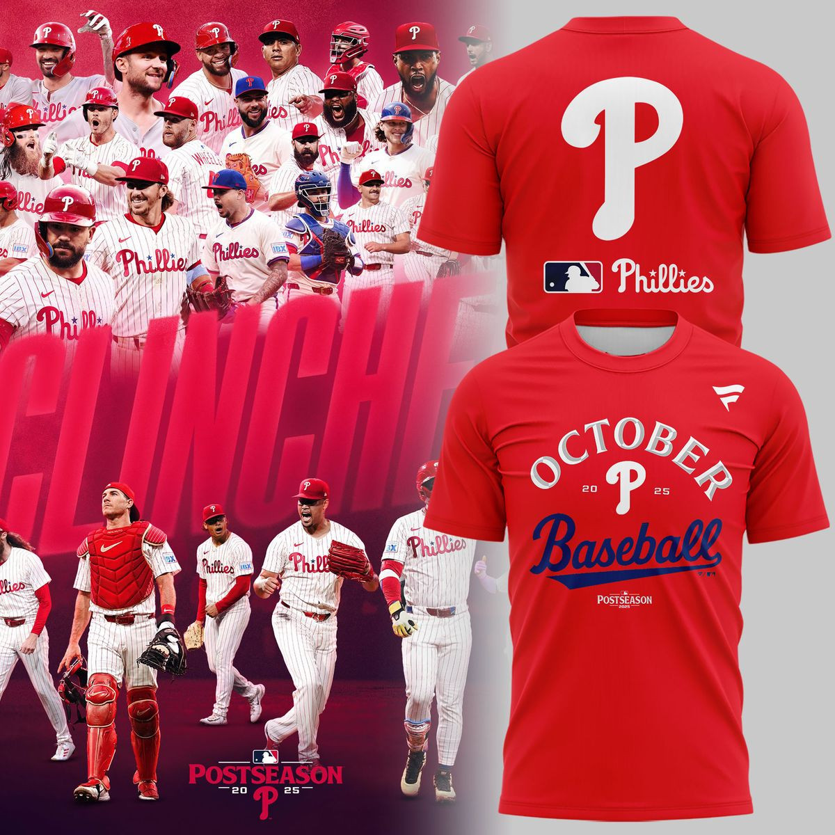 Philadelphia Phillies Red T-shirt October P Division Champions 2025 Sport Gifts-1