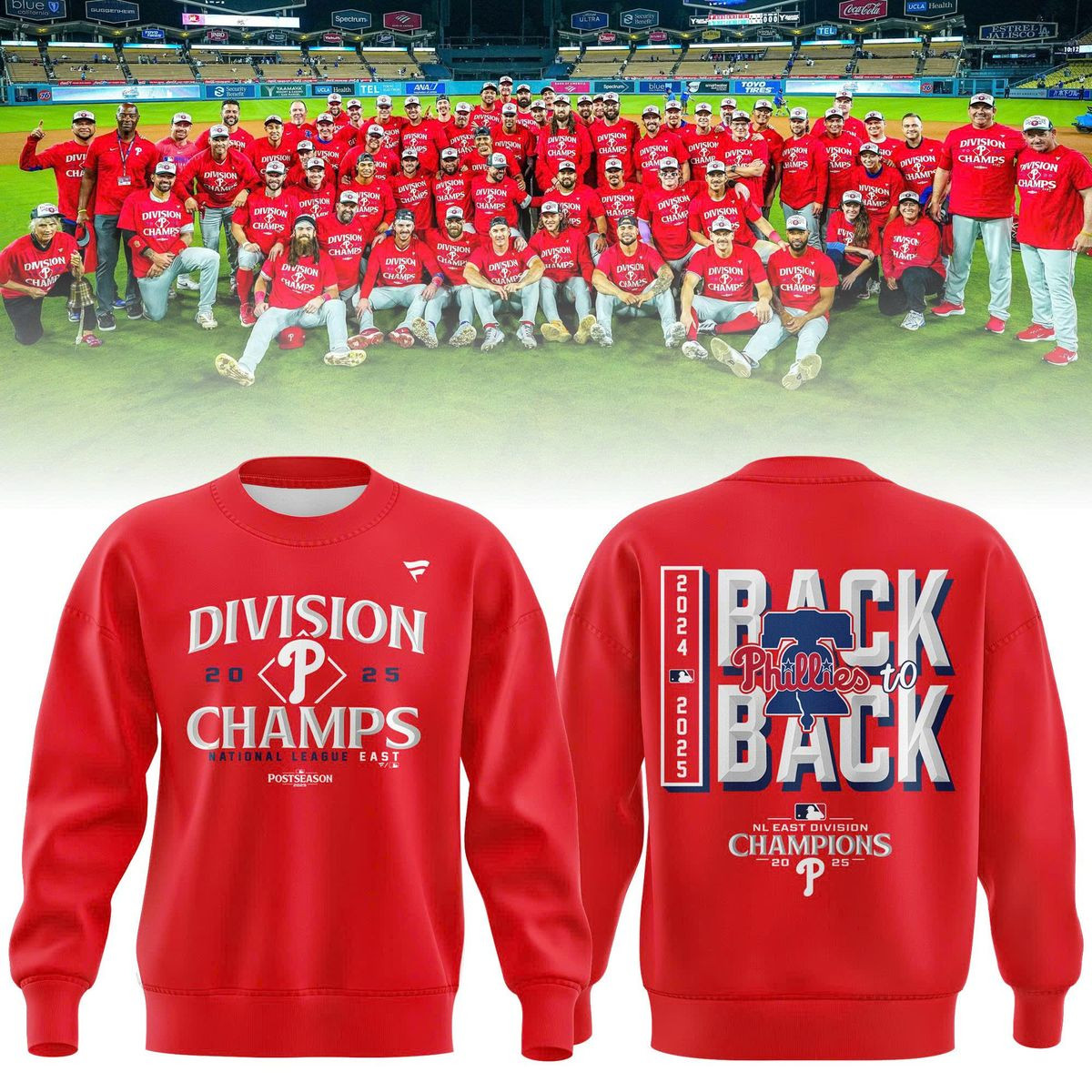 Philadelphia Phillies Sweatshirt Back 2 Back Division Champions 2024 2025 Gifts For Enthusiasts-1 Philadelphia Phillies Sweatshirt Back 2 Back Division Champions 2024 2025 Gifts For Enthusiasts-1