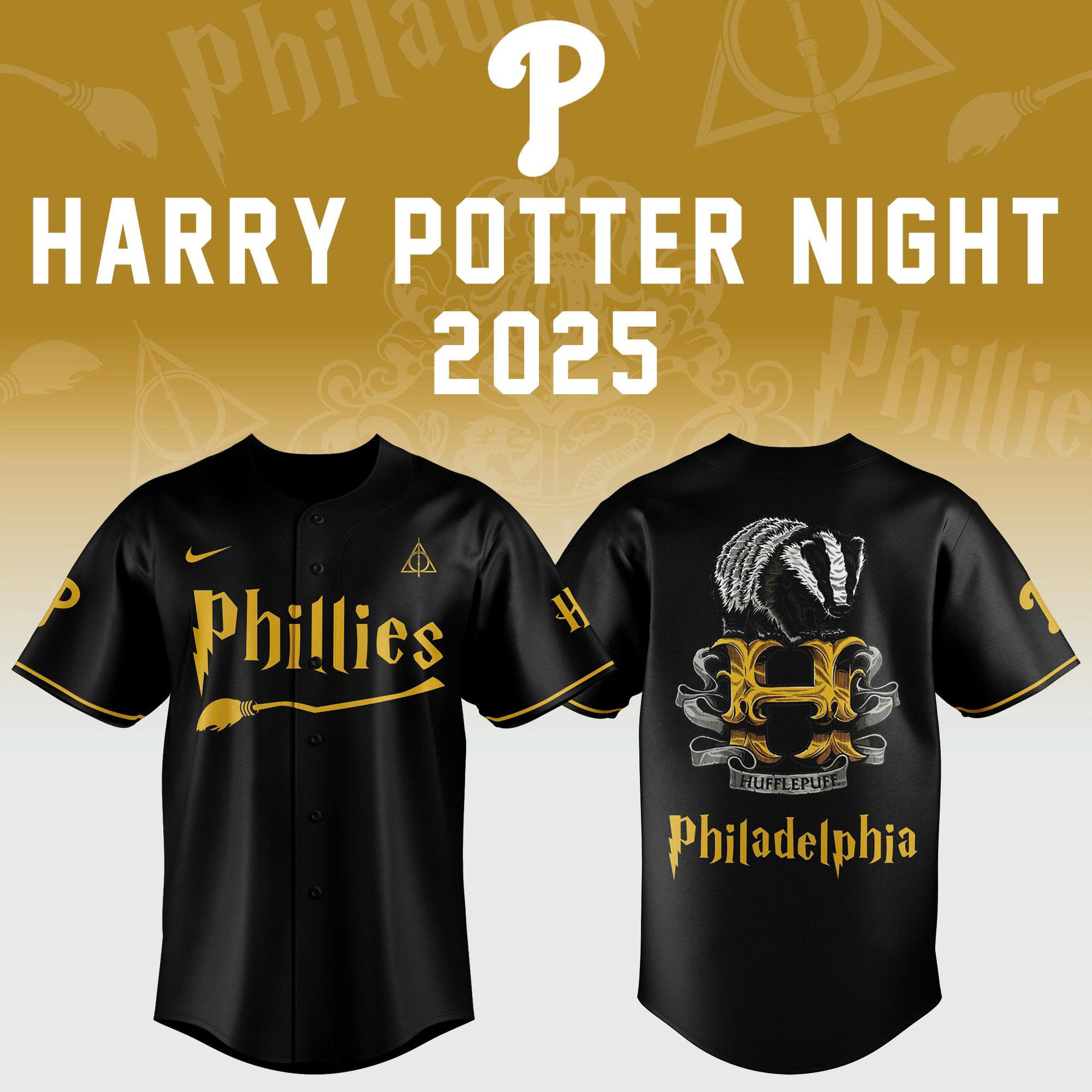 Philadelphia Phillies X Harry Potter Night 2025 Jersey Hufflepuff Merch For Baseball Fans-1 Philadelphia Phillies X Harry Potter Night 2025 Jersey Hufflepuff Merch For Baseball Fans-1