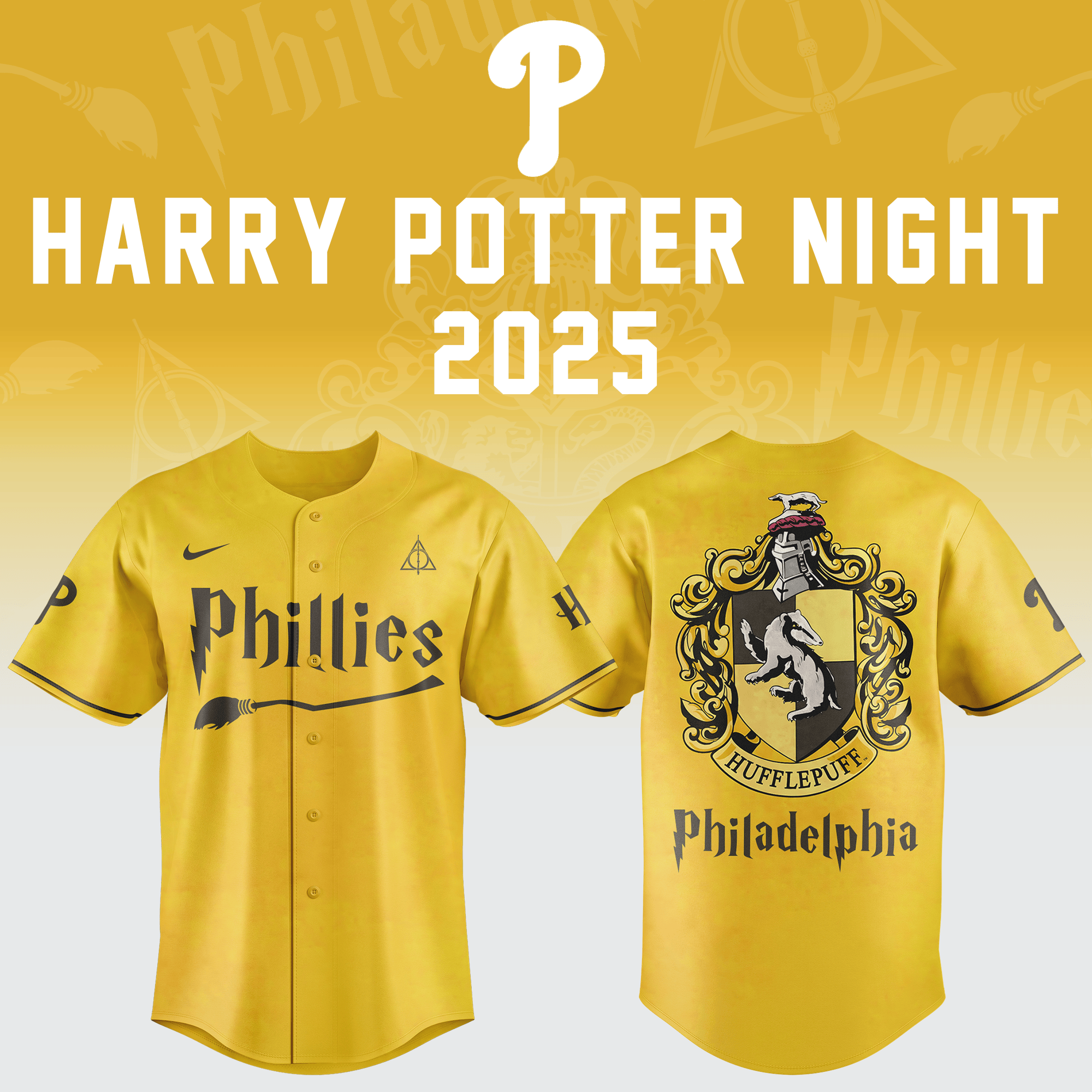 Philadelphia Phillies X Harry Potter Night 2025 Jersey Hufflepuff Merch For Harry Potter Fans-1