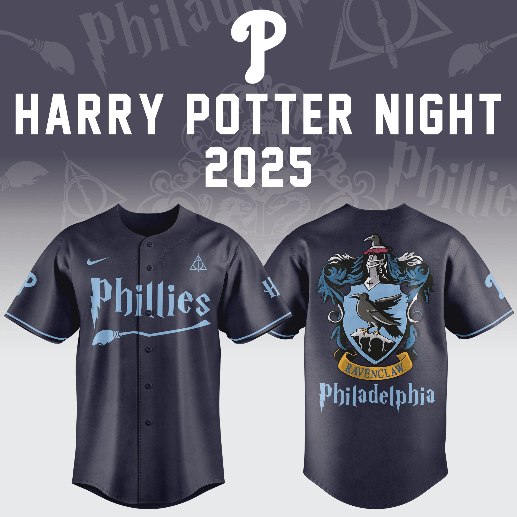 Philadelphia Phillies X Harry Potter Night Jersey Phillies Ravenclaw 2025 Gifts For Enthusiasts-1