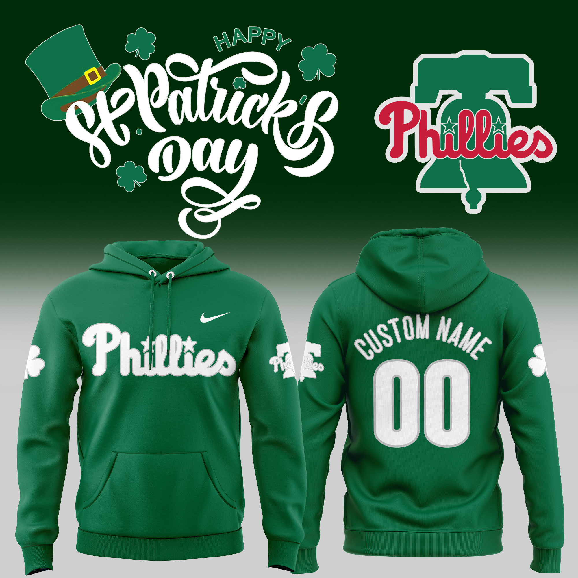 Philadelphia Phillies X St Patrick's Day Hoodie Champions 2025 Phillies Baseball Gifts-1
