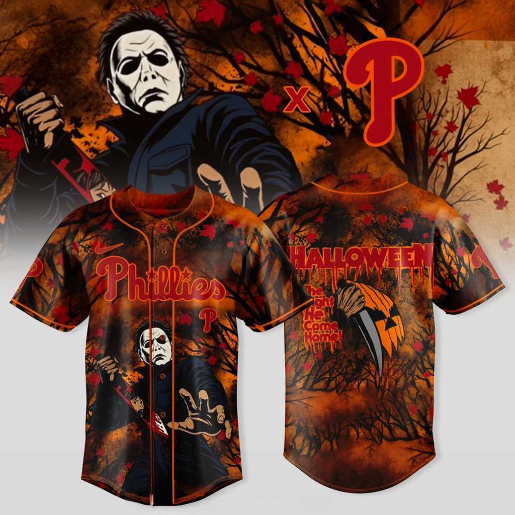 Philadelphia Phillies  x Michael Myers 2025 Halloween Jersey Fan Merch Gift For Him-1