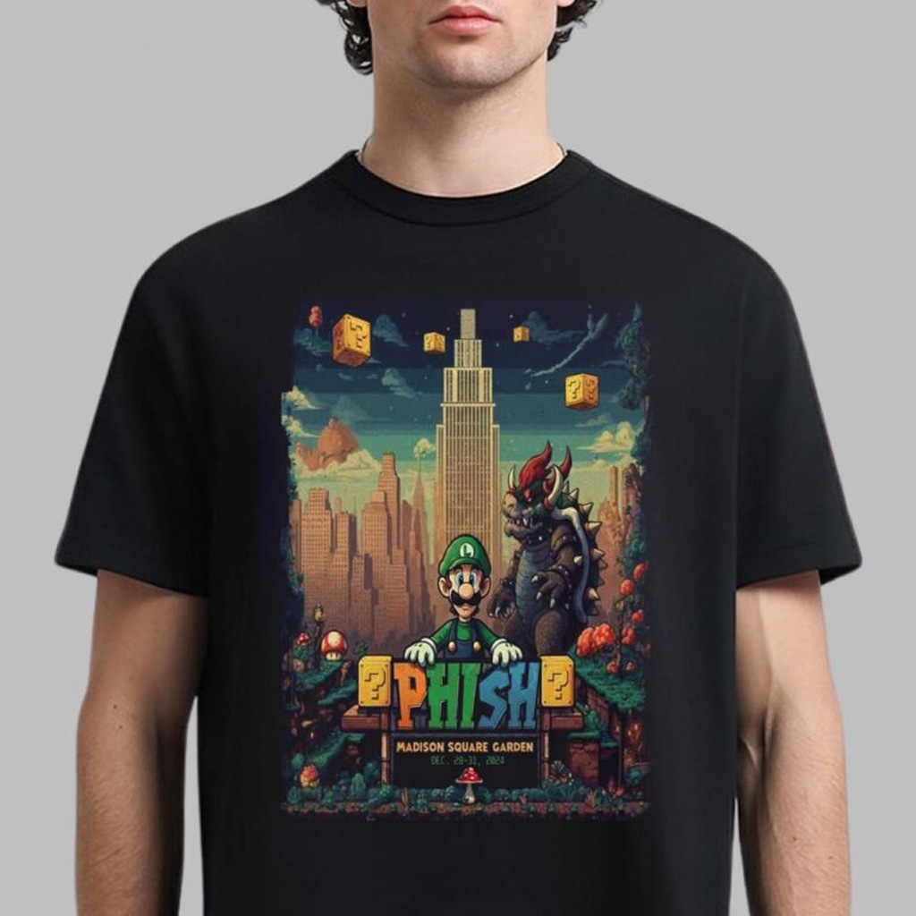 Phish Poster For Show In New York At Madison Square Garden On 28-31 2024 Luigi And Bowser Shirt-1