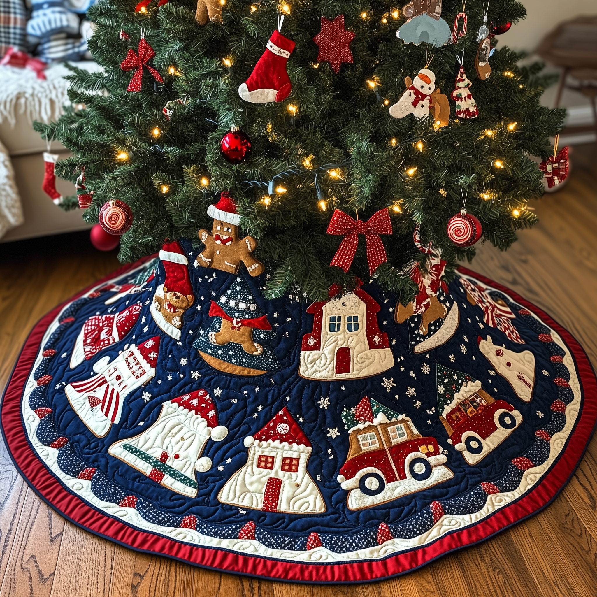 Pieces of Christmas Quilted Tree Skirt Best Xmas Tree Skirts Decorations Great Holiday Gifts For Family-1 Pieces of Christmas Quilted Tree Skirt Best Xmas Tree Skirts Decorations Great Holiday Gifts For Family-1