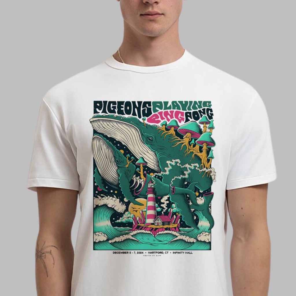 Pigeons Playing Ping Pong Poster For Connecticut Run In Hartford At Infinity Hall On December 5-7 2024 T-Shirt Fans Gifts-1