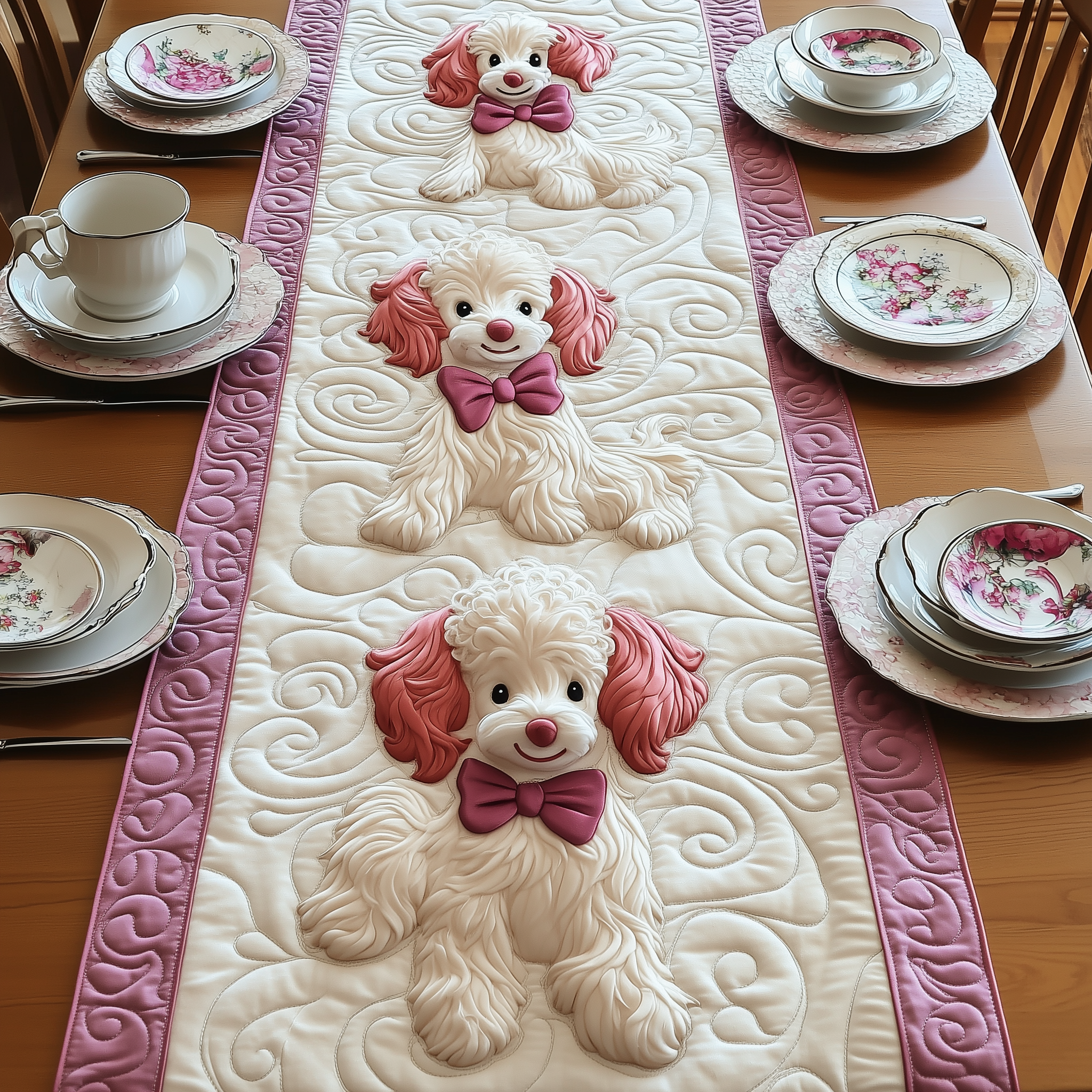Pinky Adorable Poodle Quilted Table Runner Cute Christmas Best Poodle Mom Gifts For Ladies-1 Pinky Adorable Poodle Quilted Table Runner Cute Christmas Best Poodle Mom Gifts For Ladies-1