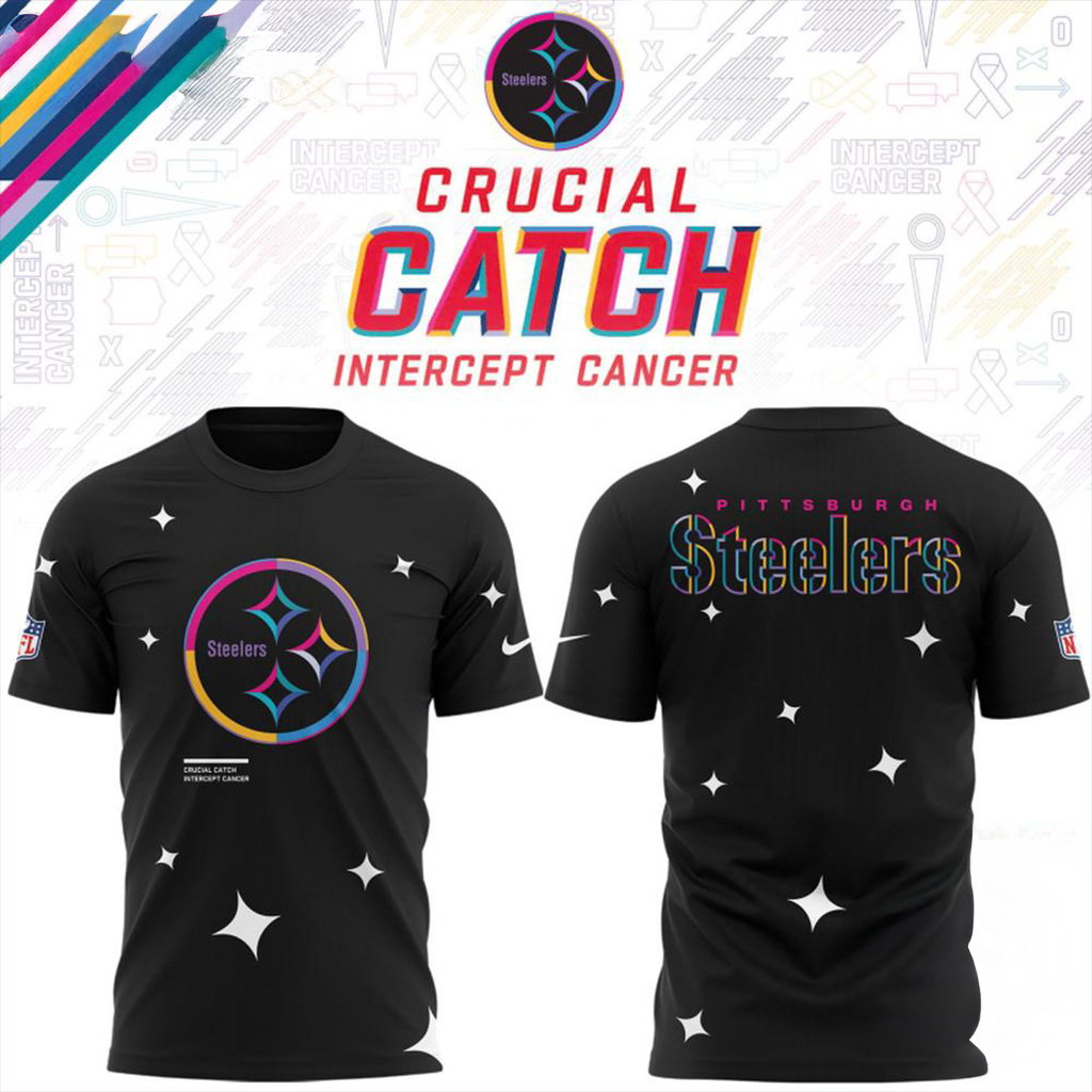 Pittsburgh Steelers Black 2025 NFL Crucial Catch Tri Blend Dri Fit 3D Shirt Steelers Merch-1 Pittsburgh Steelers Black 2025 NFL Crucial Catch Tri Blend Dri Fit 3D Shirt Steelers Merch-1