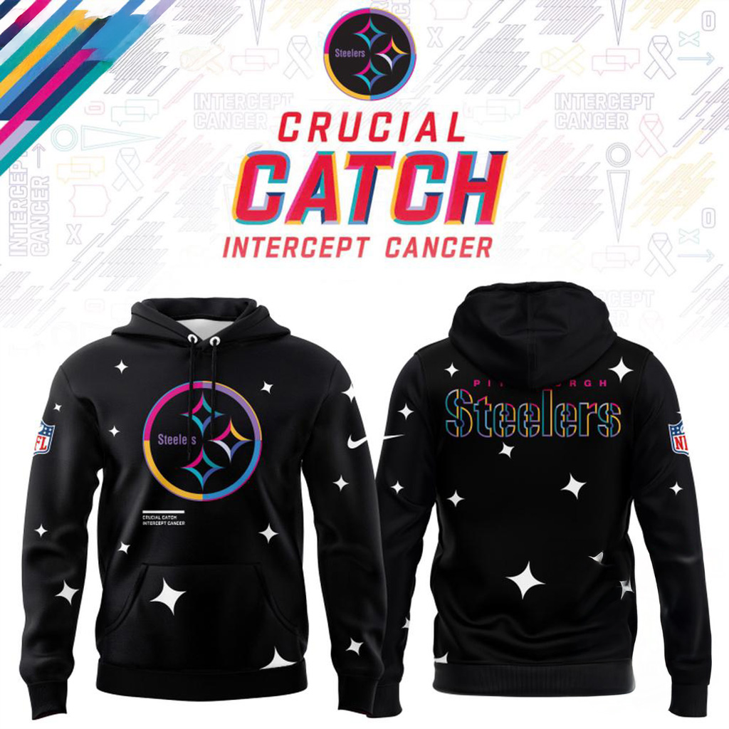 Pittsburgh Steelers Black 2025 NFL Crucial Catch Tri Blend Dri Fit Hoodie Steelers Merch-1