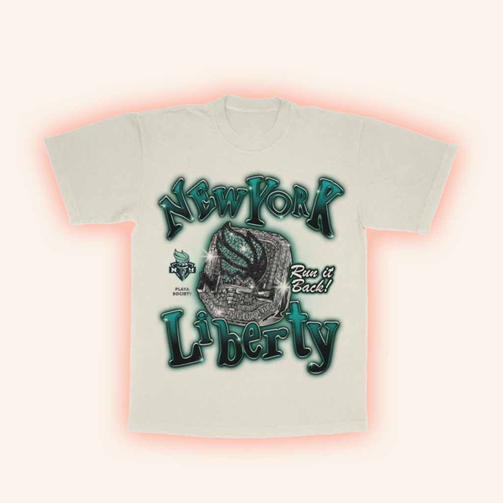 Playa Society Merch New York Liberty Championship Ring T-Shirt Gift For Girlfriend-1