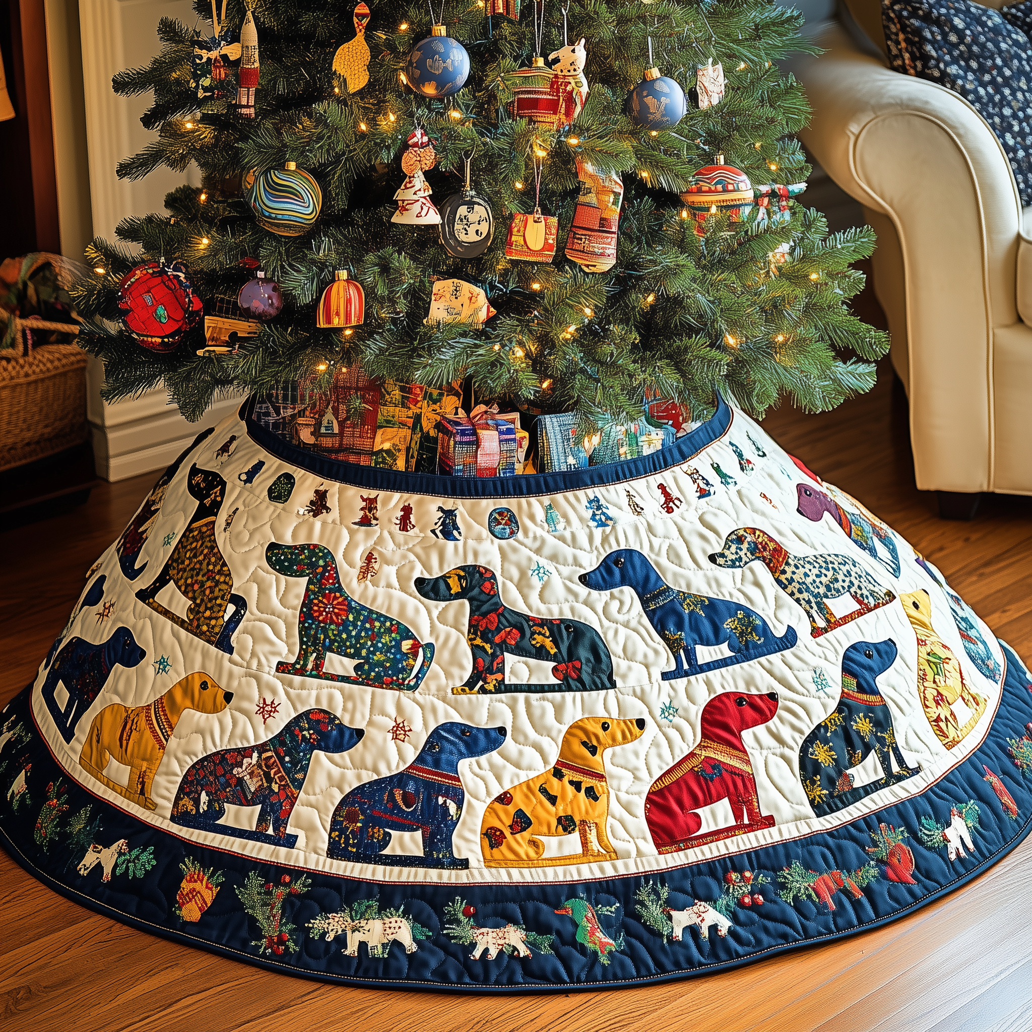 Playful Dachshund Quilted Tree Skirt Sausage Dog Christmas Presents Dachshund Lover Gift Ideas Xmas-1 Playful Dachshund Quilted Tree Skirt Sausage Dog Christmas Presents Dachshund Lover Gift Ideas Xmas-1