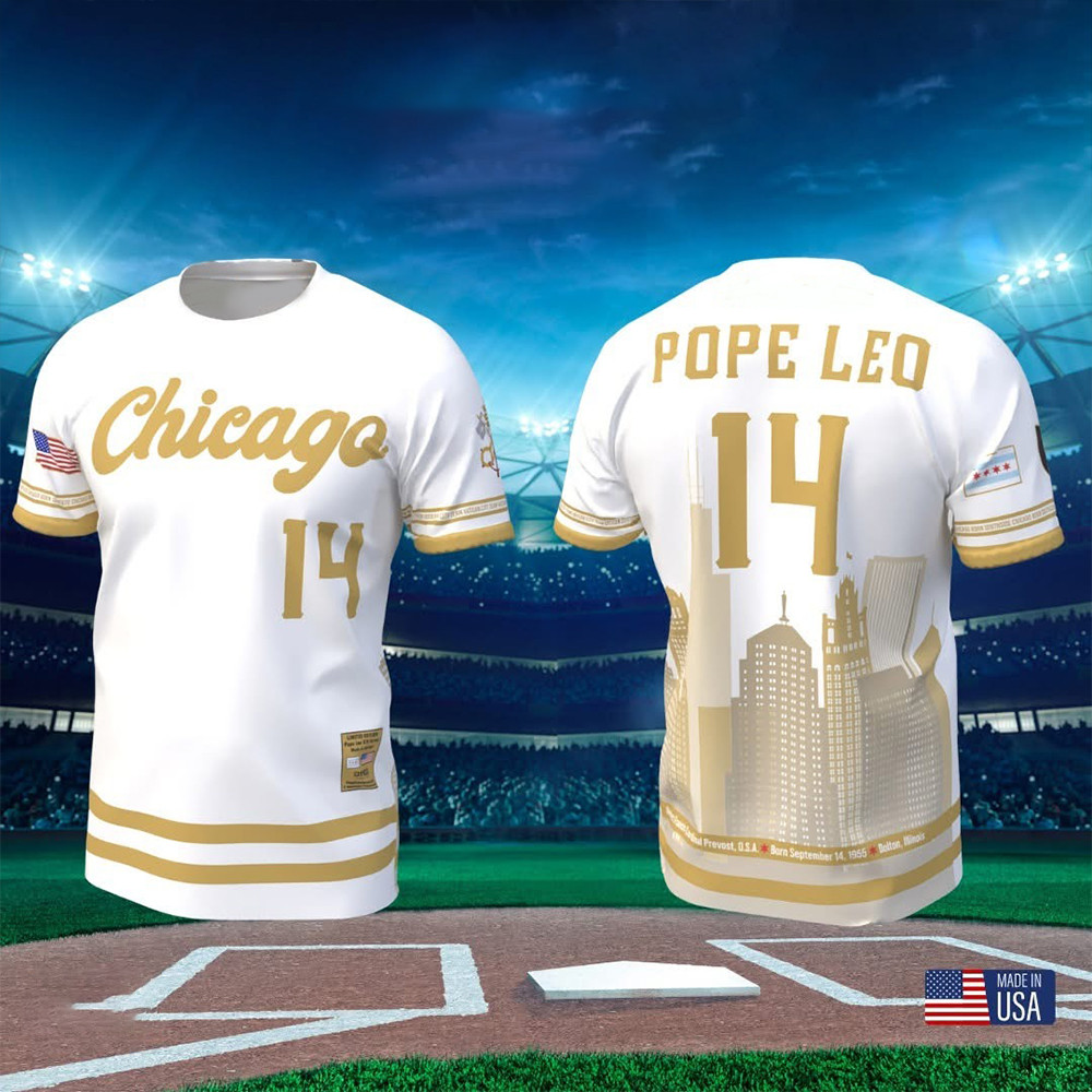 Pope Leo XIV Chicago Baseball T-Shirt #14 Pope Leo Merch Gifts For Baseball Lovers-1 Pope Leo XIV Chicago Baseball T-Shirt #14 Pope Leo Merch Gifts For Baseball Lovers-1