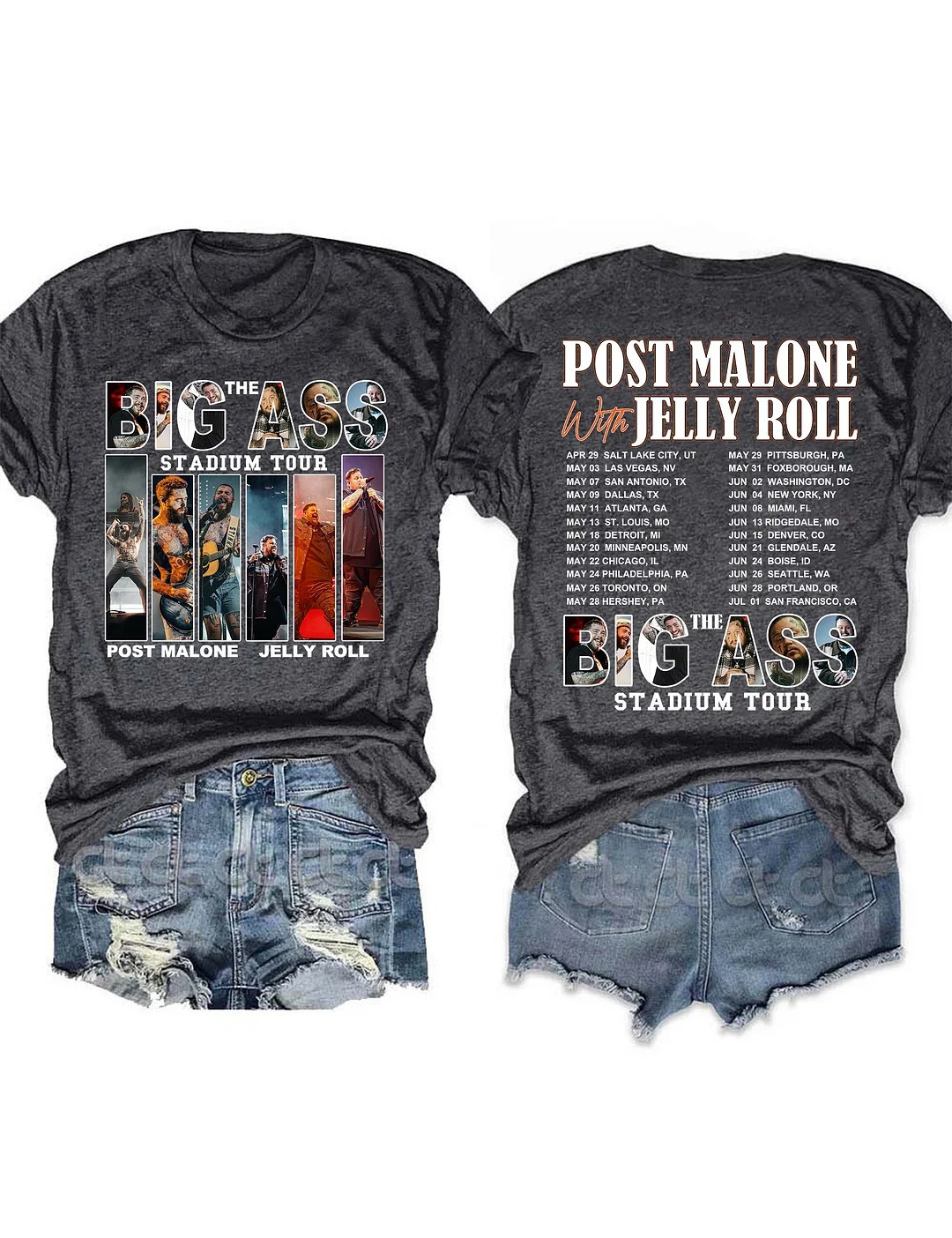 Post Malone Jelly Roll The Big Ass Stadium Tour 2025 Women's T-Shirt Concert Merch Fan Gifts-1 Post Malone Jelly Roll The Big Ass Stadium Tour 2025 Women's T-Shirt Concert Merch Fan Gifts-1