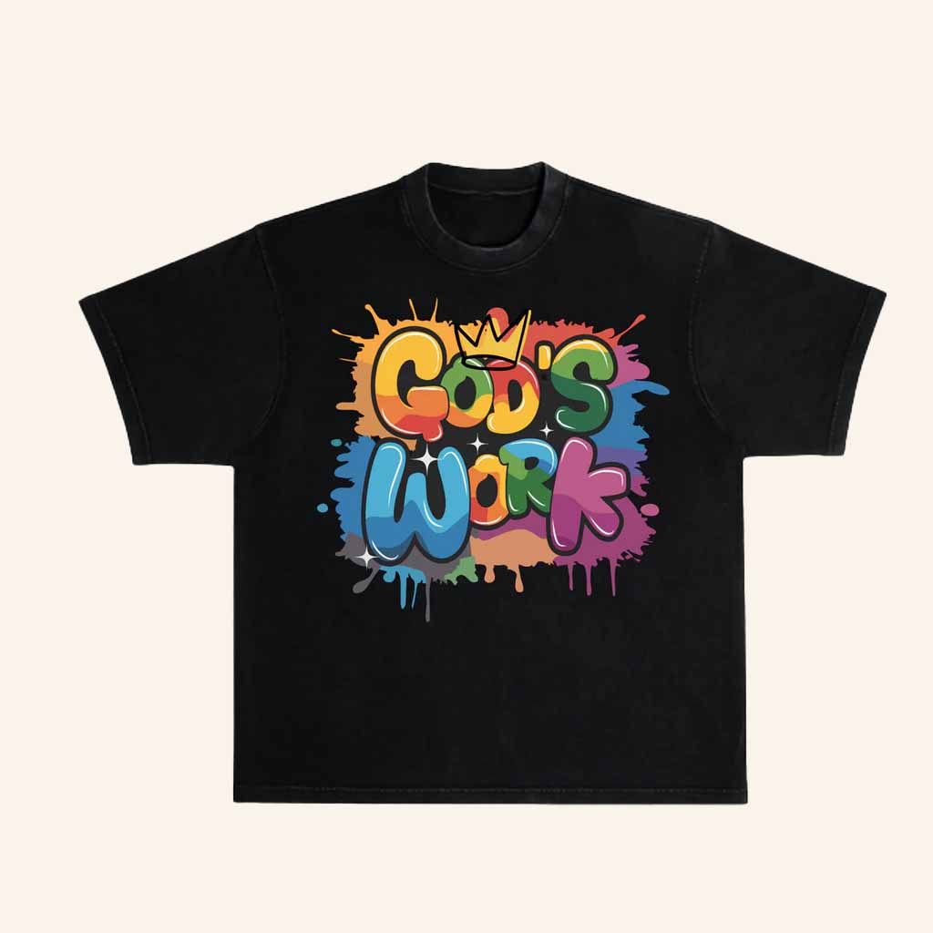 Proclaim Merch God�s Work Graffiti T-Shirt Christian Gifts For Christmas-1 Proclaim Merch God�s Work Graffiti T-Shirt Christian Gifts For Christmas-1