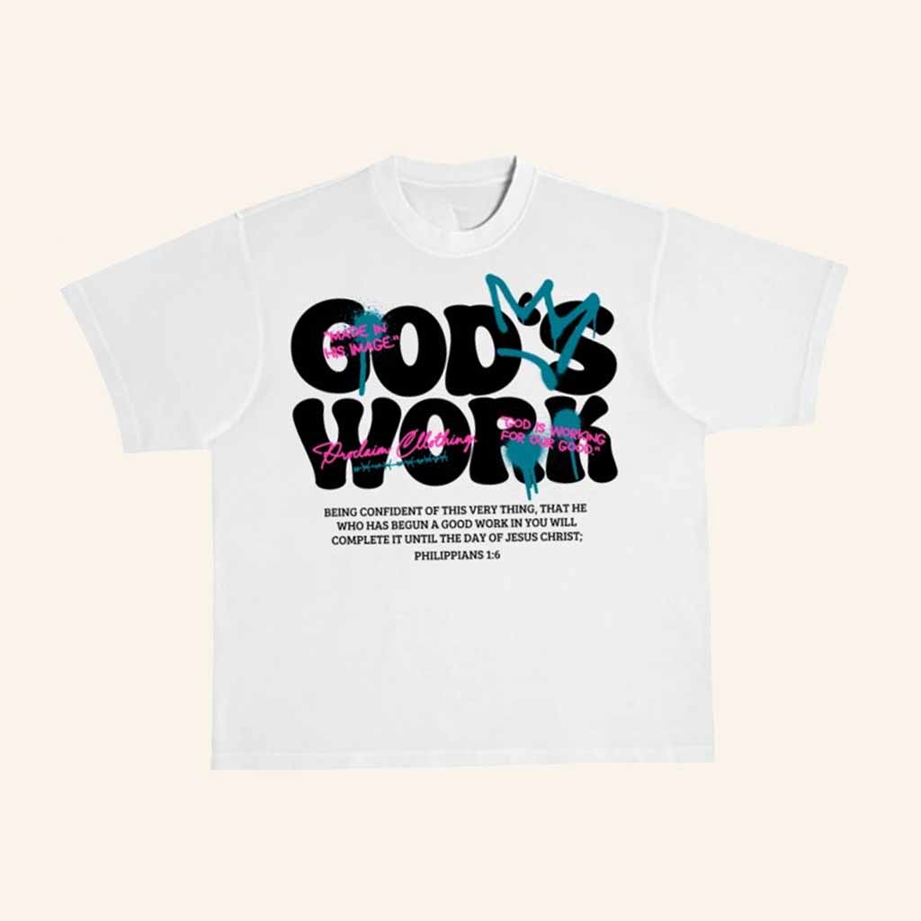 Proclaim Merch Gods Work Urban T-Shirt Christmas Presents For Christians-1 Proclaim Merch Gods Work Urban T-Shirt Christmas Presents For Christians-1