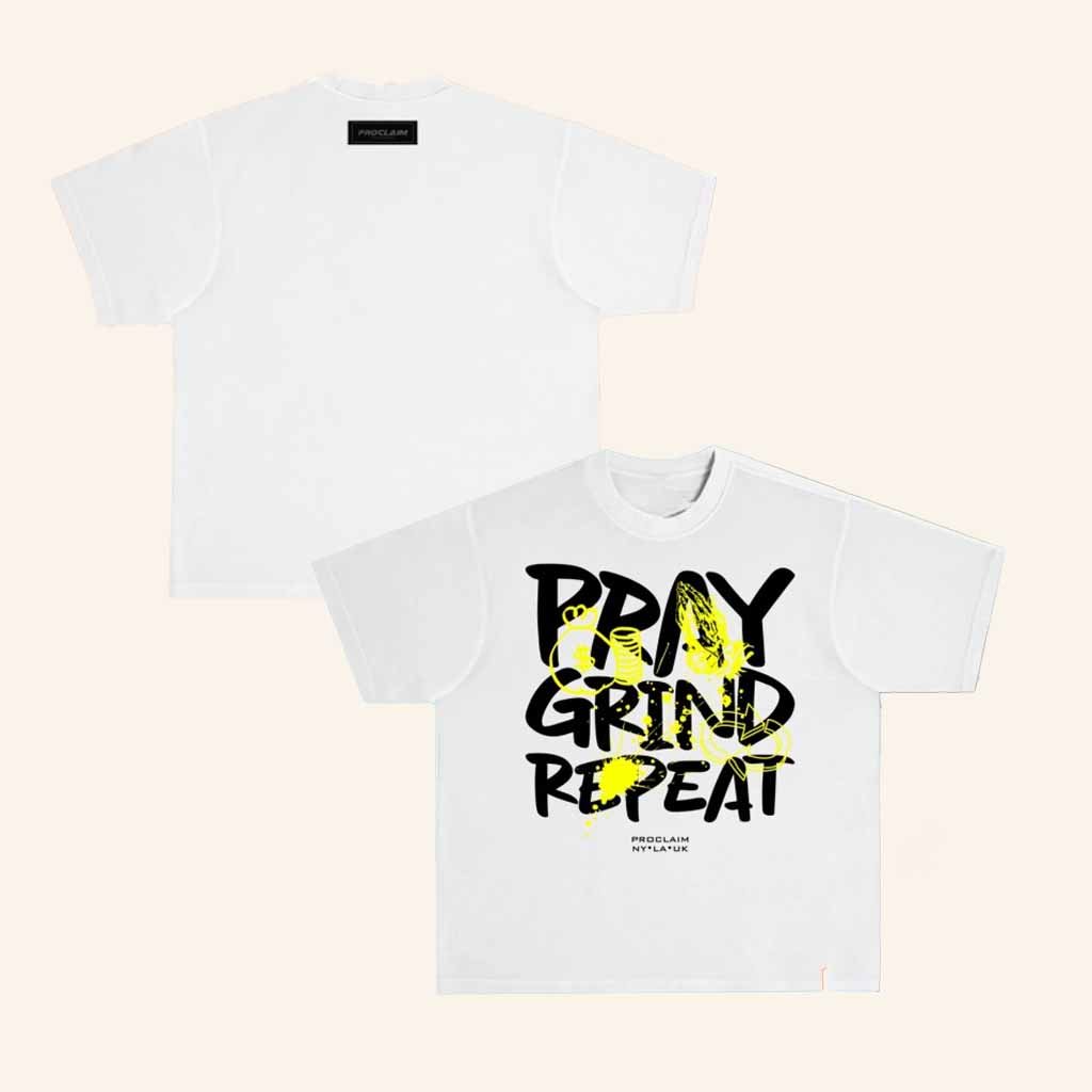 Proclaim Merch Pray Grind Repeat Graffiti T-Shirt Christmas Gift Ideas For Boyfriend-1 Proclaim Merch Pray Grind Repeat Graffiti T-Shirt Christmas Gift Ideas For Boyfriend-1