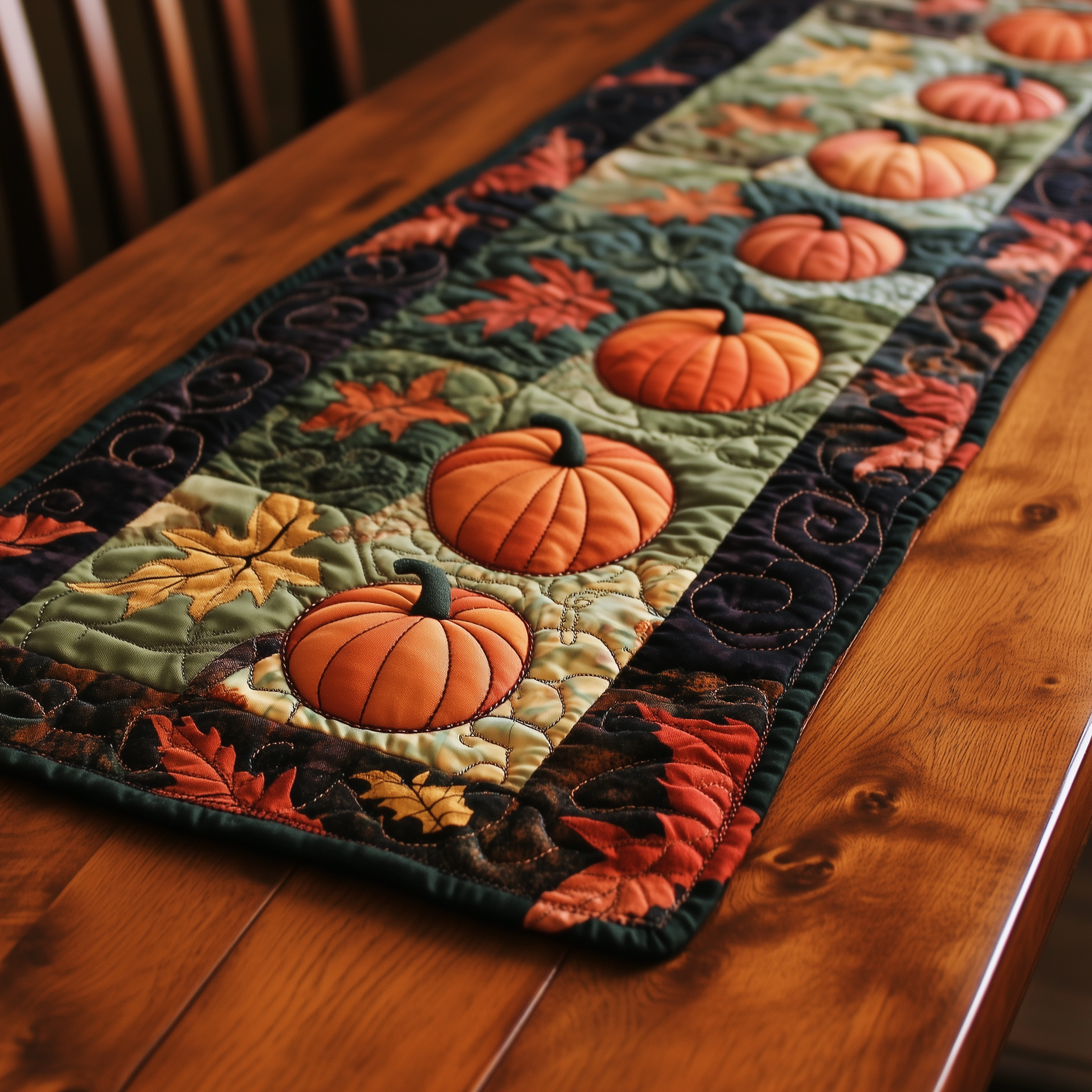 Pumpkins Quilted Table Runner Decorations Dining Table Runner Autumn Fall Themed Gifts-1 Pumpkins Quilted Table Runner Decorations Dining Table Runner Autumn Fall Themed Gifts-1