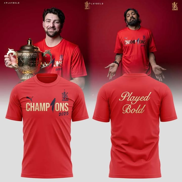 RCB Champion 2025 Tata Indian Premier League Shirt Played Bold Royal Challengers Bengaluru-1