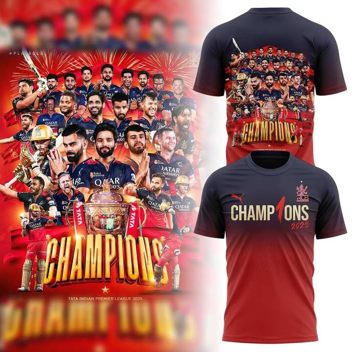 RCB Champion 2025 Tata Indian Premier League Shirt Royal Challengers Bengaluru Fan Merch-1