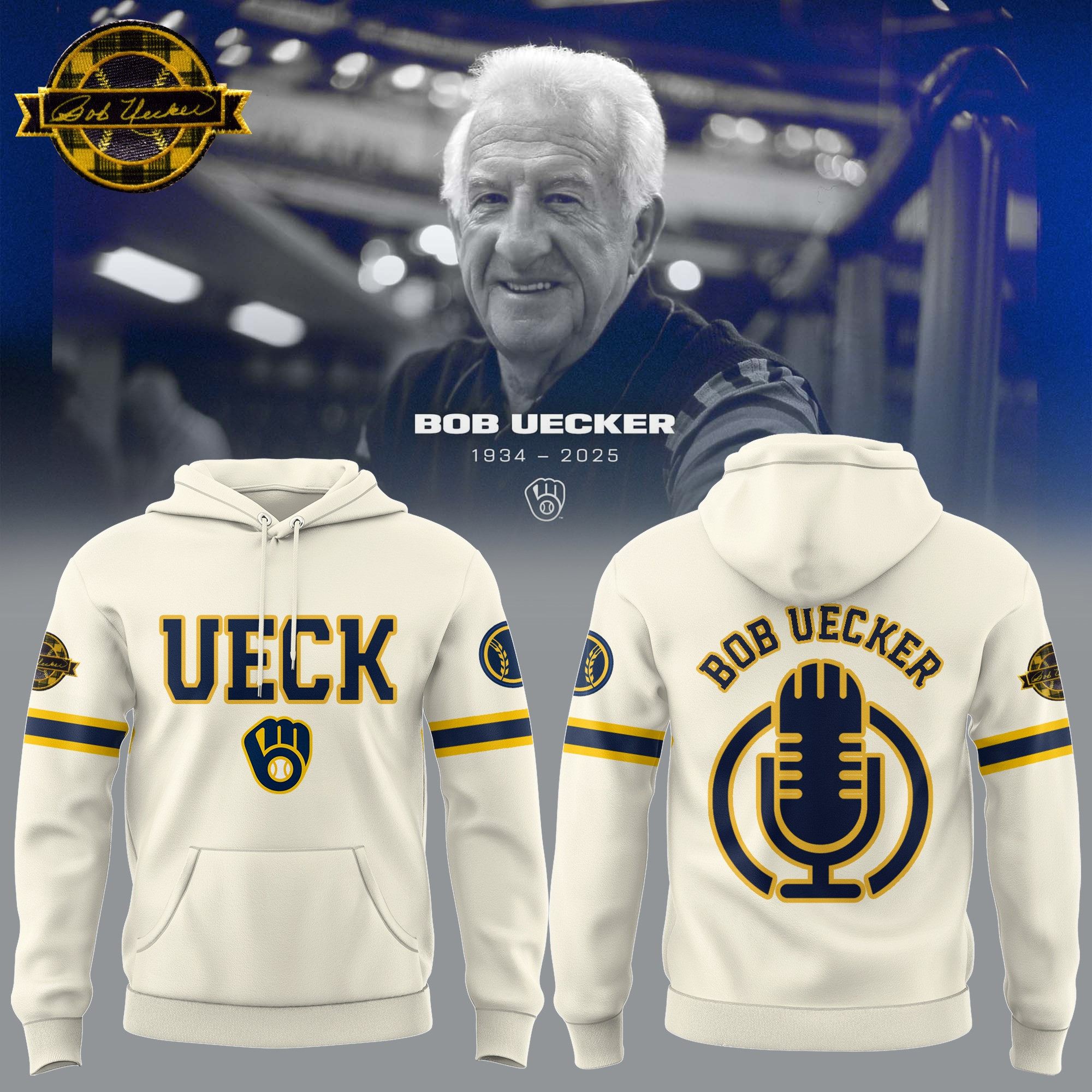 RIP In Memory Of Bob Uecker Hoodie Honoring The Legend Brewers Icon Baseball Hall Of UECK-1