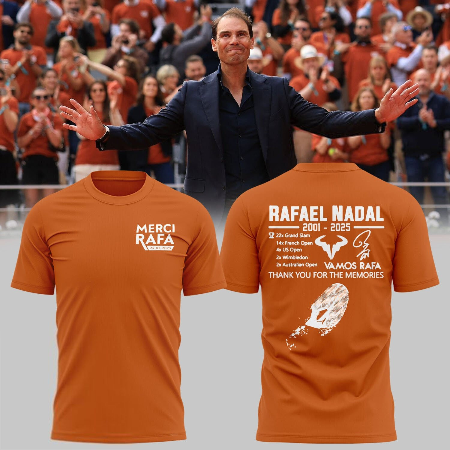 Rafa Nadal Shirt 2025 Orange King Of Tennis Rafael Nadal Retirement Tee Fan Merch Gifts-1