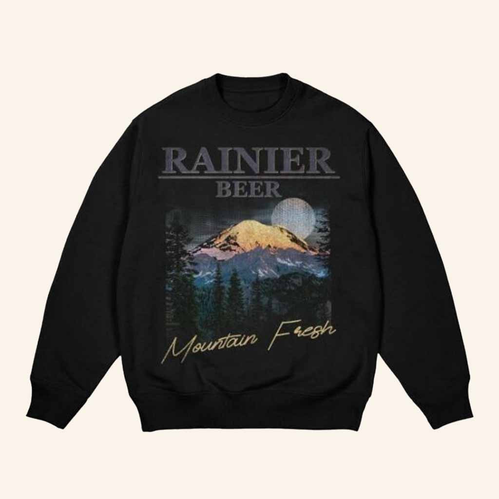Rainier Brewing Company Merch Twilight Peaks Rainier Black Sweatshirt Xmas Presents For Men-1 Rainier Brewing Company Merch Twilight Peaks Rainier Black Sweatshirt Xmas Presents For Men-1